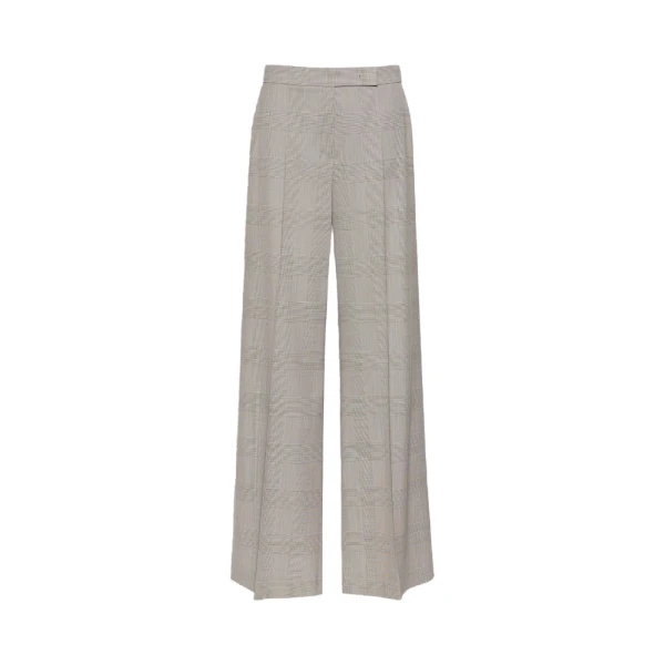 Netto Glen Plaid Wool Trousers in Olive Green
