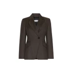 Max Mara Neutro Denim-Look Wool Fitted-Waist Blazer in Black | Blazers | Luxury Shoes 