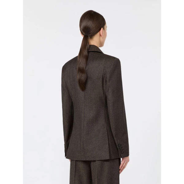 Max Mara Neutro Denim-Look Wool Fitted-Waist Blazer in Black | Blazers | Luxury Shoes 