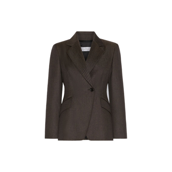 Max Mara Neutro Denim-Look Wool Fitted-Waist Blazer in Black | Blazers | Luxury Shoes 