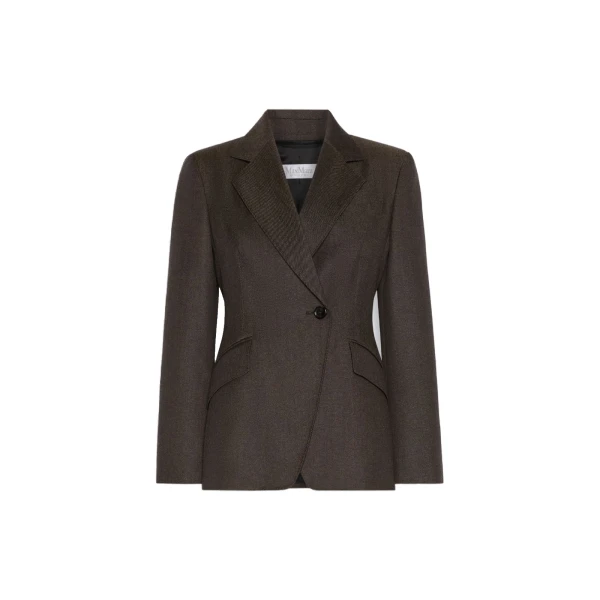 Neutro Denim-Look Wool Fitted-Waist Blazer in Black