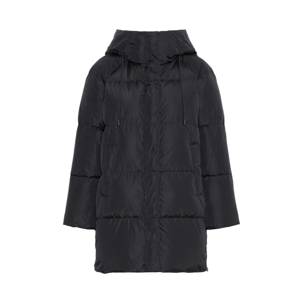 Newbembo Water-Repellent Taffeta Midi Parka in Black