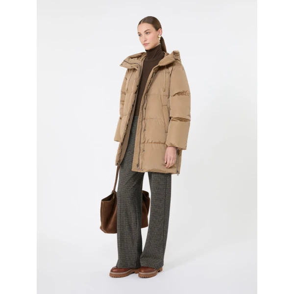 Max Mara Newbembo Water-Repellent Taffeta Midi Parka in Camel | Coats | Luxury Shoes 