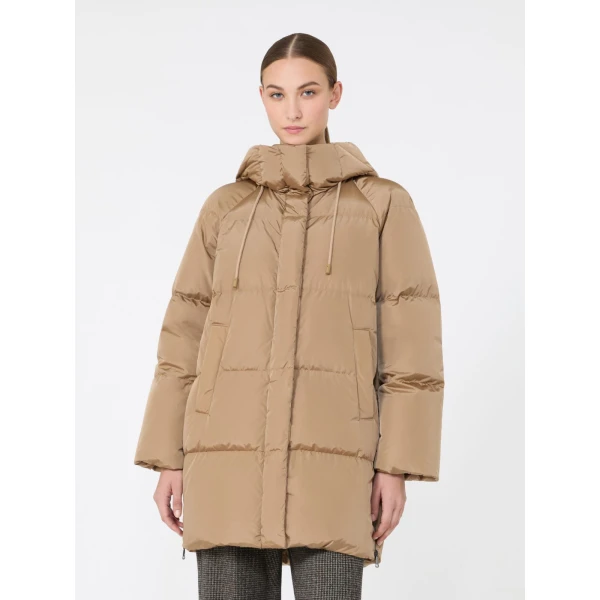 Max Mara Newbembo Water-Repellent Taffeta Midi Parka in Camel | Coats | Luxury Shoes 