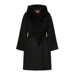 Max Mara Newmang Hooded Wool Robe Coat in Black | Wool Coat | Luxury Shoes 