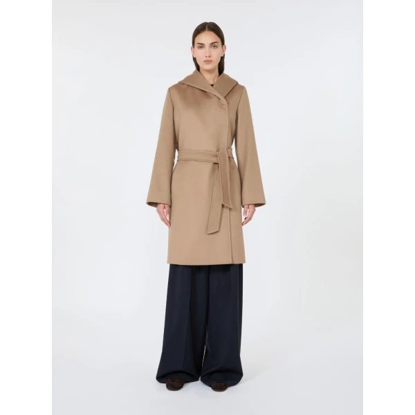 Max Mara Newmang Hooded Wool Robe Coat in Camel | Wool Coat | Luxury Shoes 