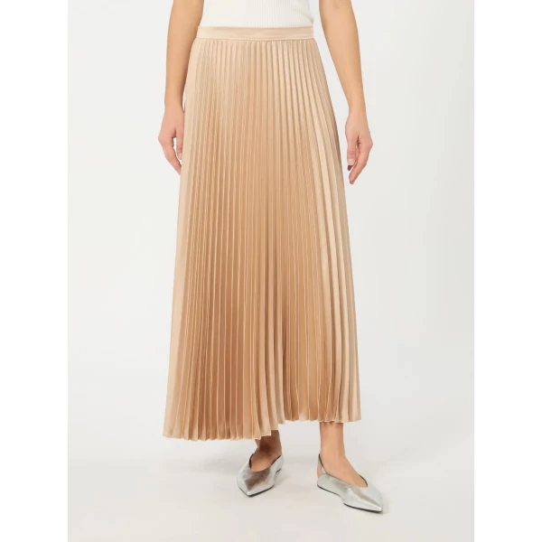 Max Mara Nicchia Pleated Satin Skirt in Antique Rose | Pleated Skirts | Luxury Shoes 