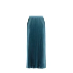 Max Mara Nicchia Pleated Satin Skirt in Blue Azure | Pleated Skirts | Luxury Shoes 