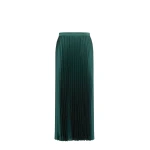 Max Mara Nicchia Pleated Satin Skirt in Dark Green | Pleated Skirts | Luxury Shoes 