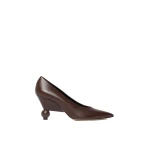 Max Mara Nievo Smooth Leather Court Shoes in Chocolate | Heels | Luxury Shoes 