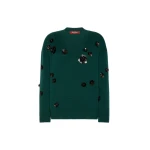 Max Mara Nigella Embroidered Wool and Cashmere Sweater in Green | Sweaters | Luxury Shoes 