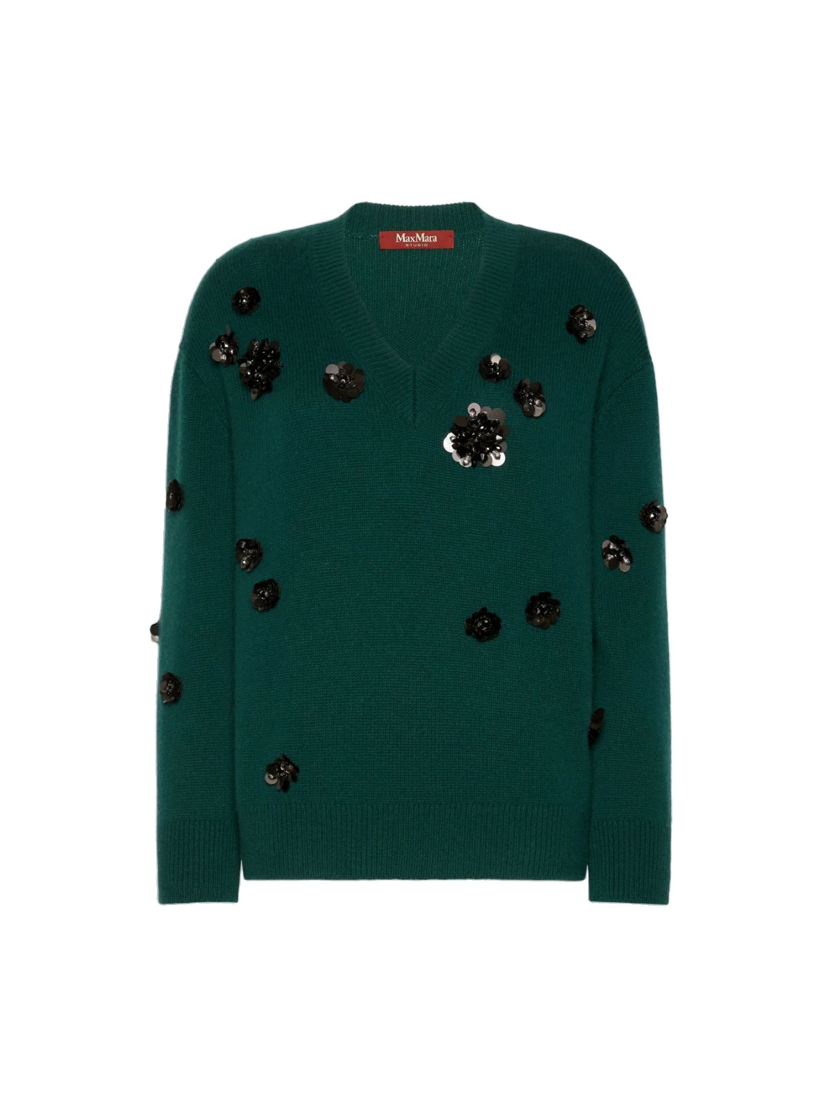 Max Mara Nigella Embroidered Wool and Cashmere Sweater in Green Max Mara Nigella Embroidered Wool and Cashmere Sweater in Green | Sweaters | Luxury Shoes