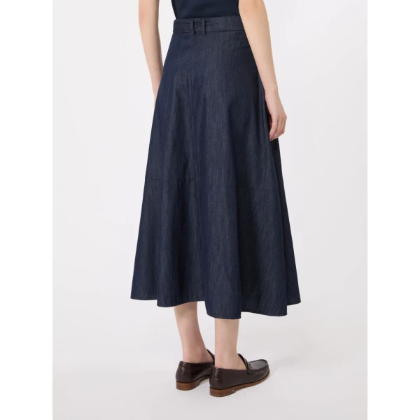 Max Mara Ninfe Cotton Denim Flared Skirt in Midnight Blue | Denim Skirts | Luxury Shoes 