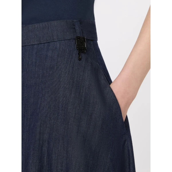 Max Mara Ninfe Cotton Denim Flared Skirt in Midnight Blue | Denim Skirts | Luxury Shoes 