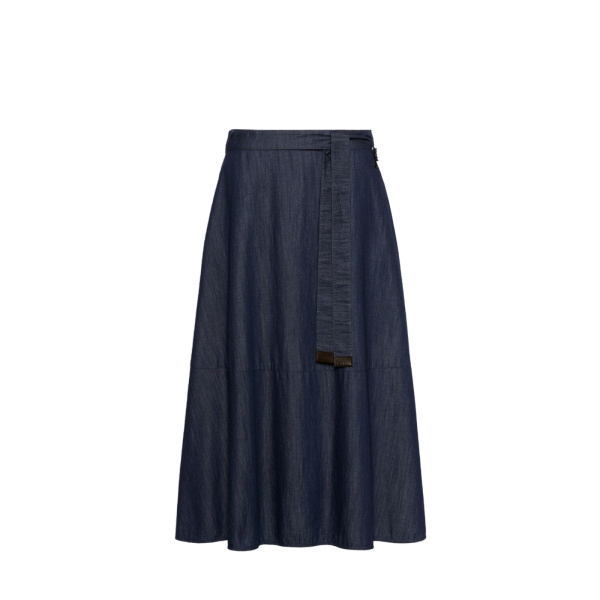 Max Mara Ninfe Cotton Denim Flared Skirt in Midnight Blue | Denim Skirts | Luxury Shoes 