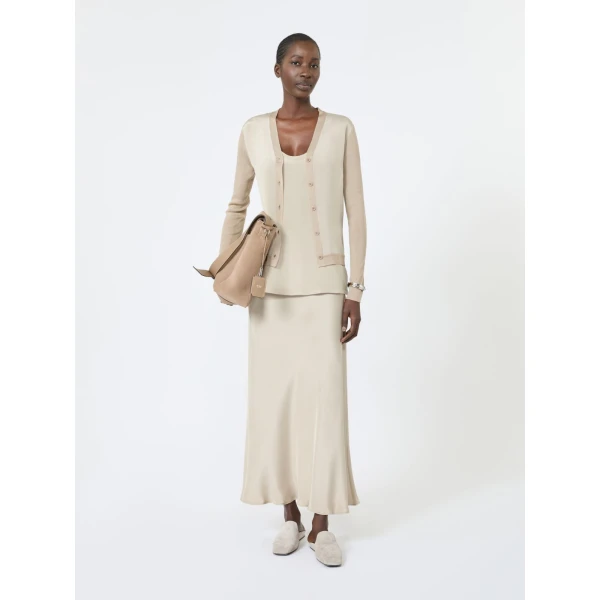 Max Mara Ninfee Cashmere and Silk Cardigan in Stone Grey | Cardigan | Luxury Shoes 