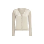 Max Mara Ninfee Cashmere and Silk Cardigan in Stone Grey | Cardigan | Luxury Shoes 