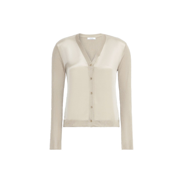 Max Mara Ninfee Cashmere and Silk Cardigan in Stone Grey | Cardigan | Luxury Shoes 