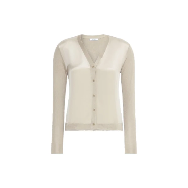 Max Mara Ninfee Cashmere and Silk Cardigan in Stone Grey | Cardigan | Luxury Shoes 