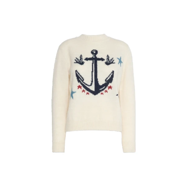 Max Mara Nitra Alpaca and Wool Intarsia Jumper in Ice Grey | Sweaters | Luxury Shoes 