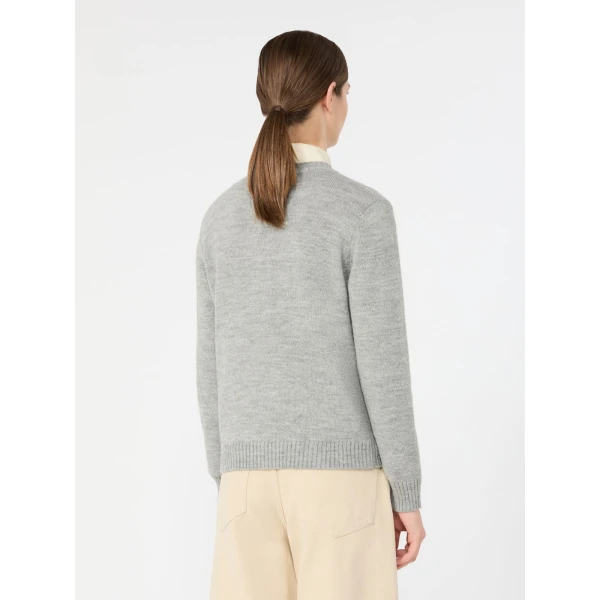 Max Mara Nitra Alpaca and Wool Intarsia Jumper in Light Grey | Sweaters | Luxury Shoes 