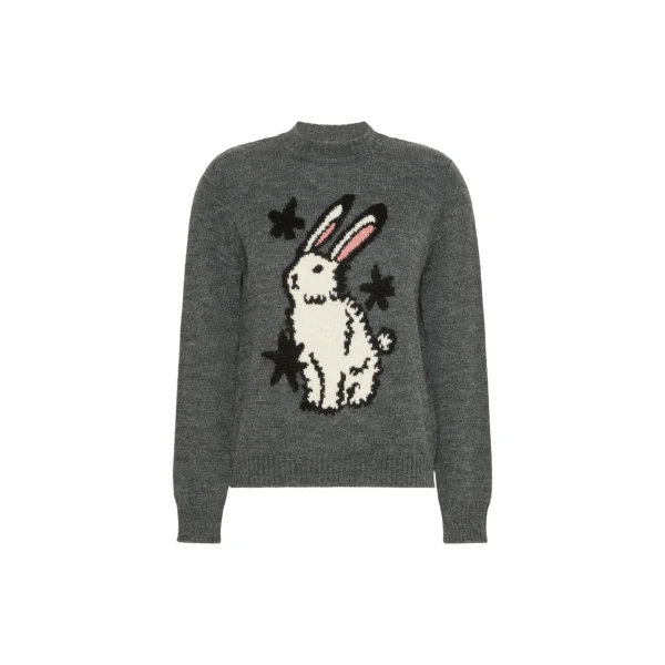 Nitra Alpaca and Wool Intarsia Jumper in Medium Grey