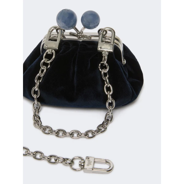 Max Mara Nocino Velvet Nano Pasticcino Bag in Midnight Blue | Mini Bags | Luxury Shoes 