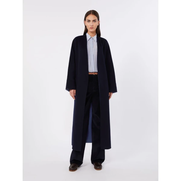 Max Mara Nodo Reversible Wool Wrap Coat in Navy | Wool Coat | Luxury Shoes 