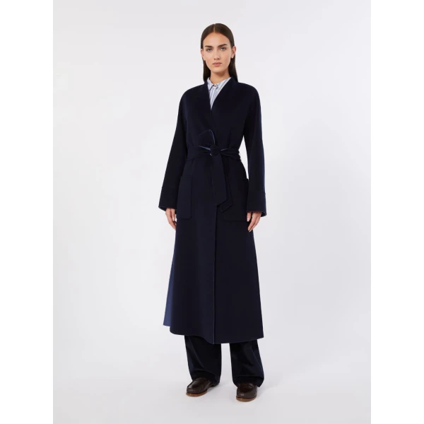 Max Mara Nodo Reversible Wool Wrap Coat in Navy | Wool Coat | Luxury Shoes 