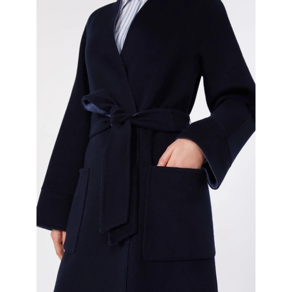 Max Mara Nodo Reversible Wool Wrap Coat in Navy | Wool Coat | Luxury Shoes 