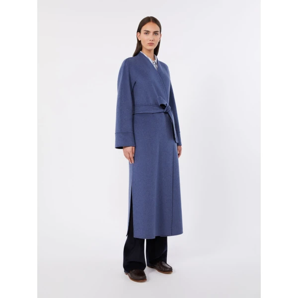 Max Mara Nodo Reversible Wool Wrap Coat in Navy | Wool Coat | Luxury Shoes 