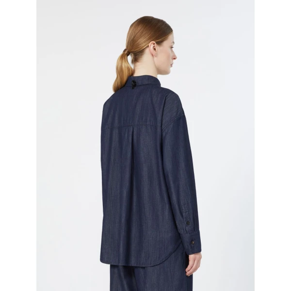 Max Mara Nora Cotton Denim Shirt in Midnight Blue | Shirts | Luxury Shoes 