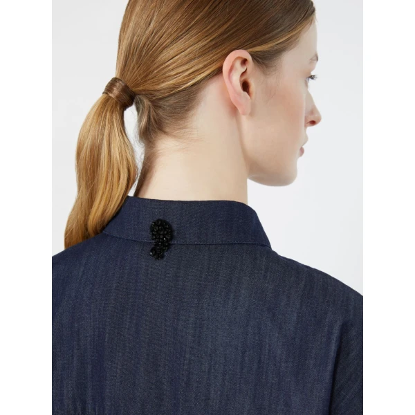 Max Mara Nora Cotton Denim Shirt in Midnight Blue | Shirts | Luxury Shoes 