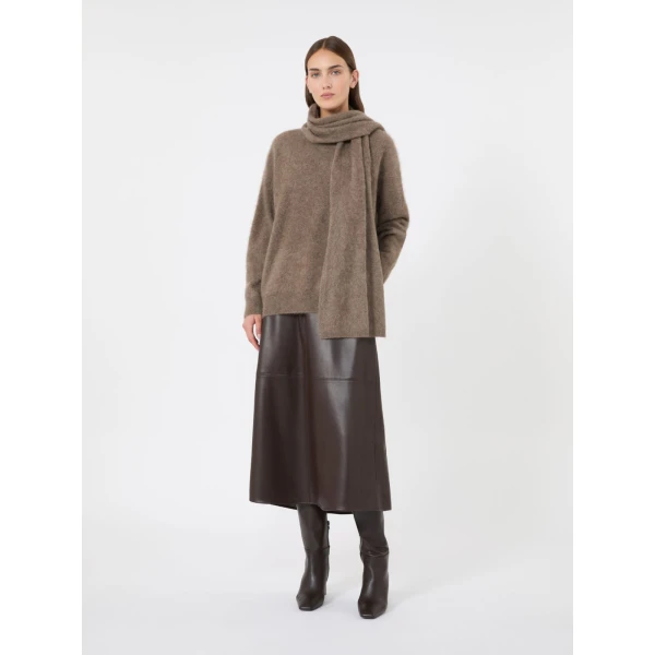 Max Mara Nordica Coated Jersey Circle Skirt in Brown | Midi Skirts | Luxury Shoes 