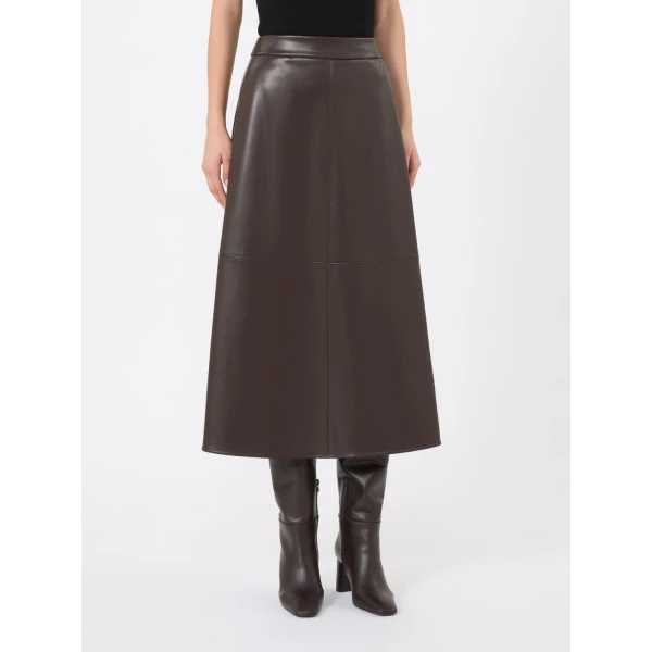 Max Mara Nordica Coated Jersey Circle Skirt in Brown | Midi Skirts | Luxury Shoes 