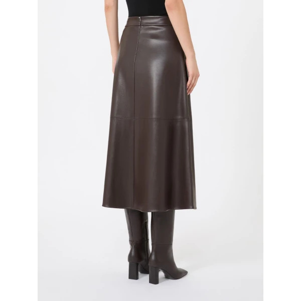 Max Mara Nordica Coated Jersey Circle Skirt in Brown | Midi Skirts | Luxury Shoes 