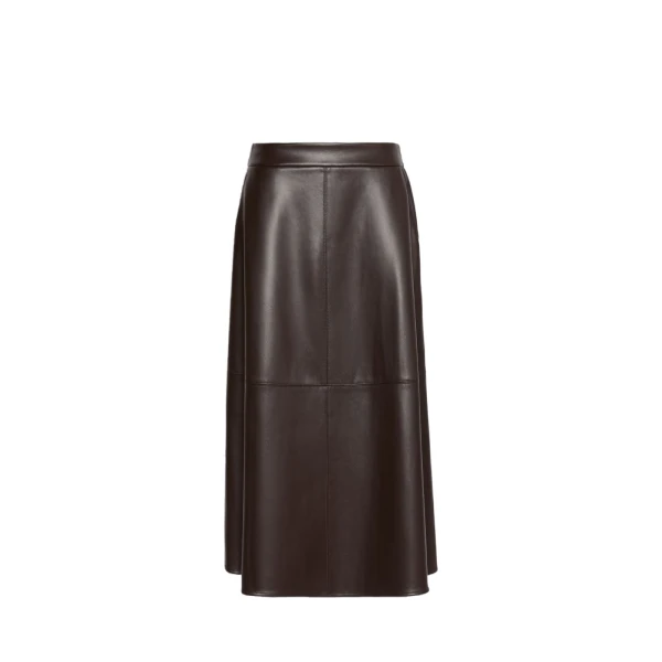 Nordica Coated Jersey Circle Skirt in Brown