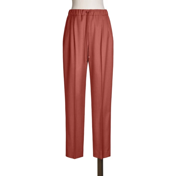 Max Mara Nordica Wool Gabardine Drawstring Trousers in Red | Tailored pants | Luxury Shoes 