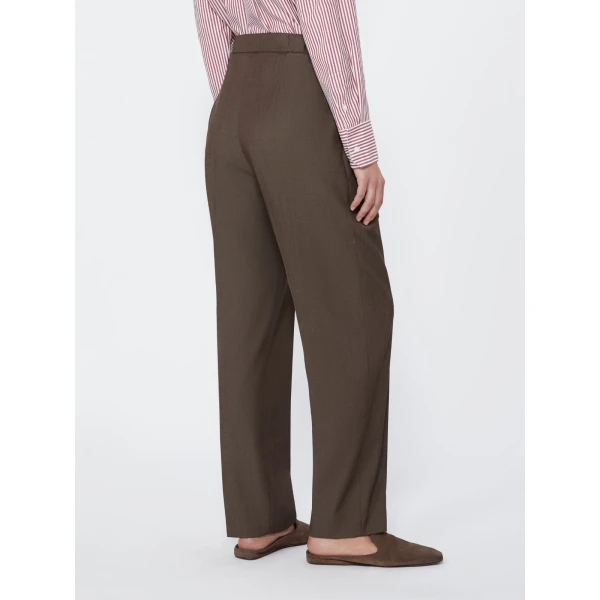 Max Mara Nordica Wool Gabardine Drawstring Trousers in Tobacco | Tailored pants | Luxury Shoes 