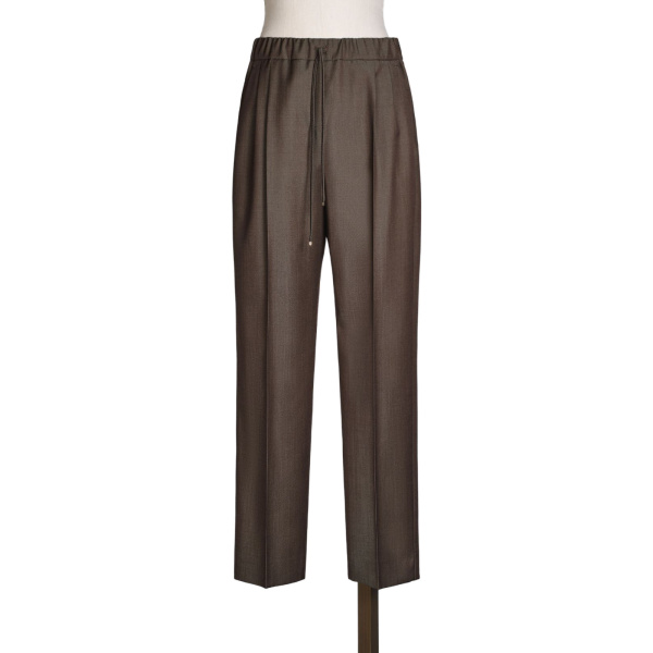 Max Mara Nordica Wool Gabardine Drawstring Trousers in Tobacco | Tailored pants | Luxury Shoes 