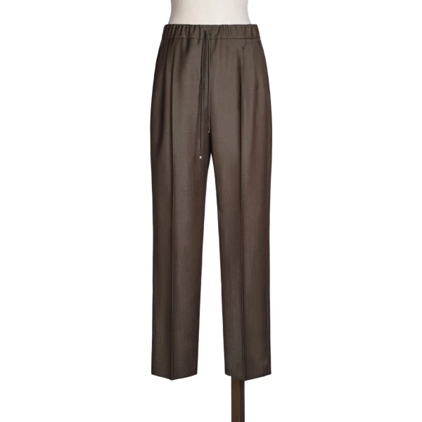 Max Mara Nordica Wool Gabardine Drawstring Trousers in Tobacco | Tailored pants | Luxury Shoes 