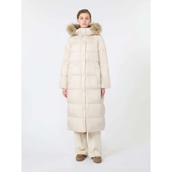 Max Mara Novak Long Reversible Water-Repellent Down Jacket in Ivory | Jackets | Luxury Shoes 