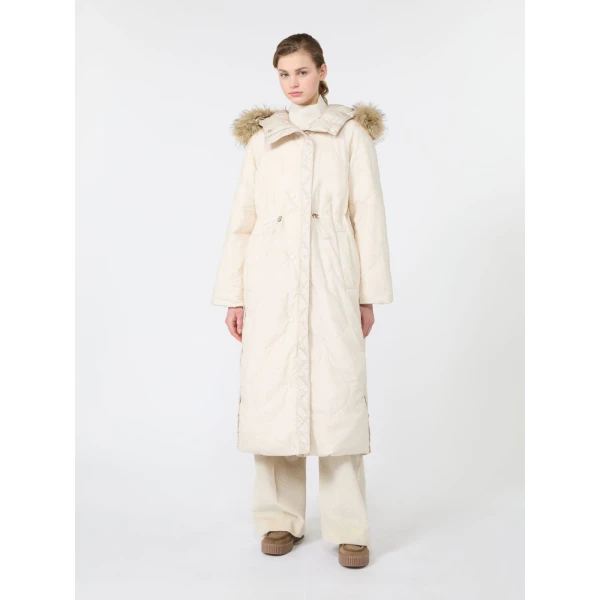 Max Mara Novak Long Reversible Water-Repellent Down Jacket in Ivory | Jackets | Luxury Shoes 