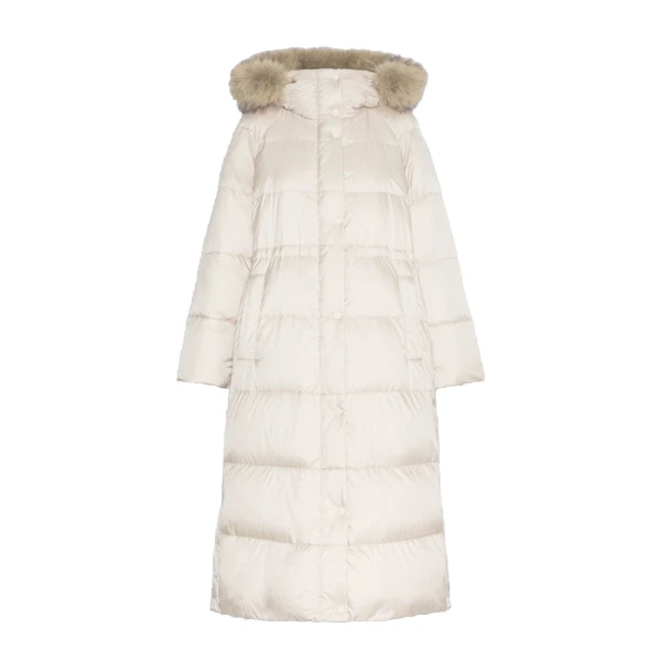 Max Mara Novak Long Reversible Water-Repellent Down Jacket in Ivory | Women | Luxury Shoes 
