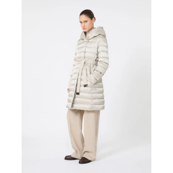 Max Mara Novef Reversible Water-Repellent Satin Down Jacket in Sand | Jackets | Luxury Shoes 