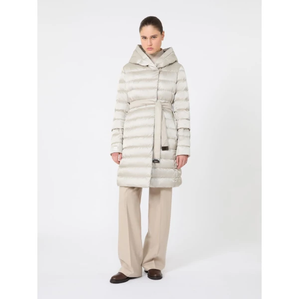 Max Mara Novef Reversible Water-Repellent Satin Down Jacket in Sand | Jackets | Luxury Shoes 