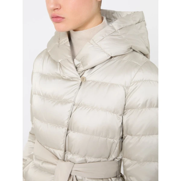 Max Mara Novef Reversible Water-Repellent Satin Down Jacket in Sand | Jackets | Luxury Shoes 