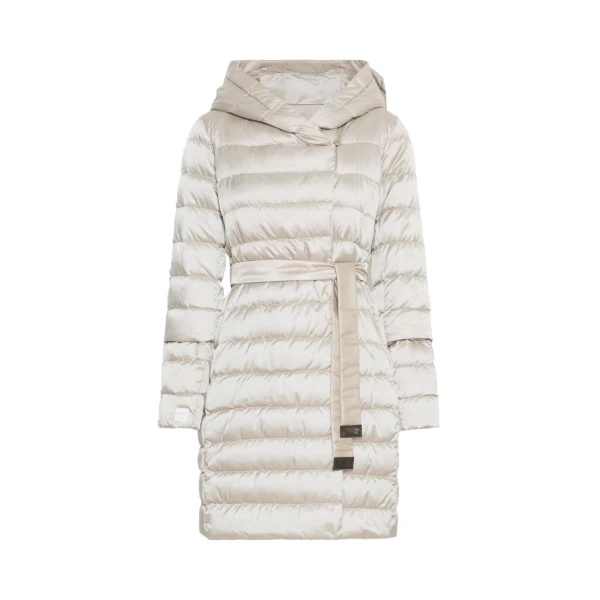 Novef Reversible Water-Repellent Satin Down Jacket in Sand