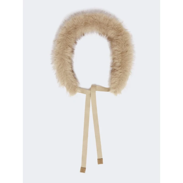 Max Mara Novella Soft-Textured Hood Trim in Honey | Collar | Luxury Shoes 
