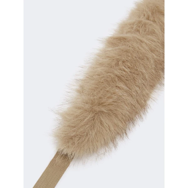 Max Mara Novella Soft-Textured Hood Trim in Honey | Collar | Luxury Shoes 